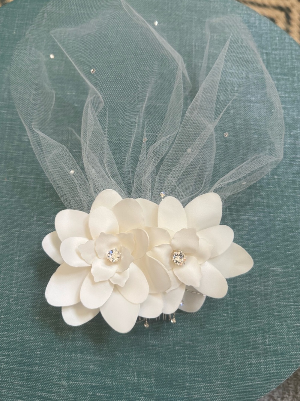 WHITE by Vera Wang Strapless Bubble Hem Rosette Dress NWT Size 0 & hair piece. - Picture 11 of 13